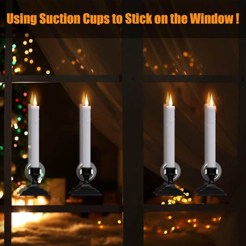 DRomance Flameless Window Candles with Remote Timer, 4 Pack White LED Flickering, Dripping Wax Effect, Suction Cups Included - Image 5